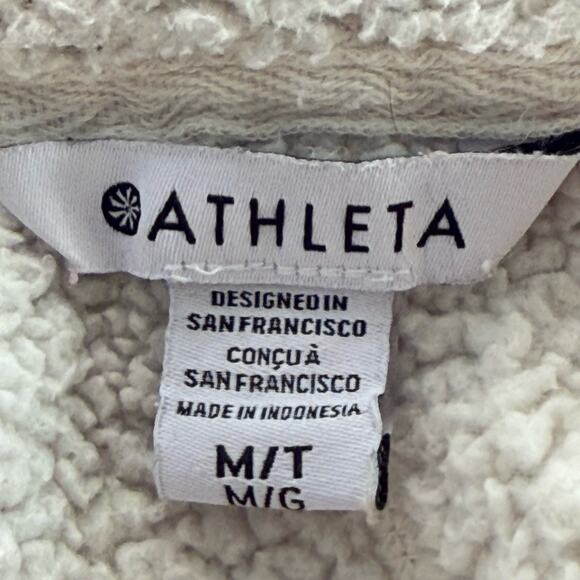 Athleta Tugga Sherpa Fleece Zip-Up Jacket Size M Tall Winter White Zip Pockets - Picture 9 of 12